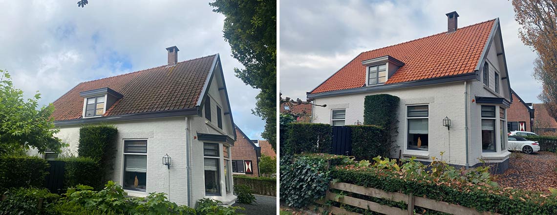 Huis voor en na softwash